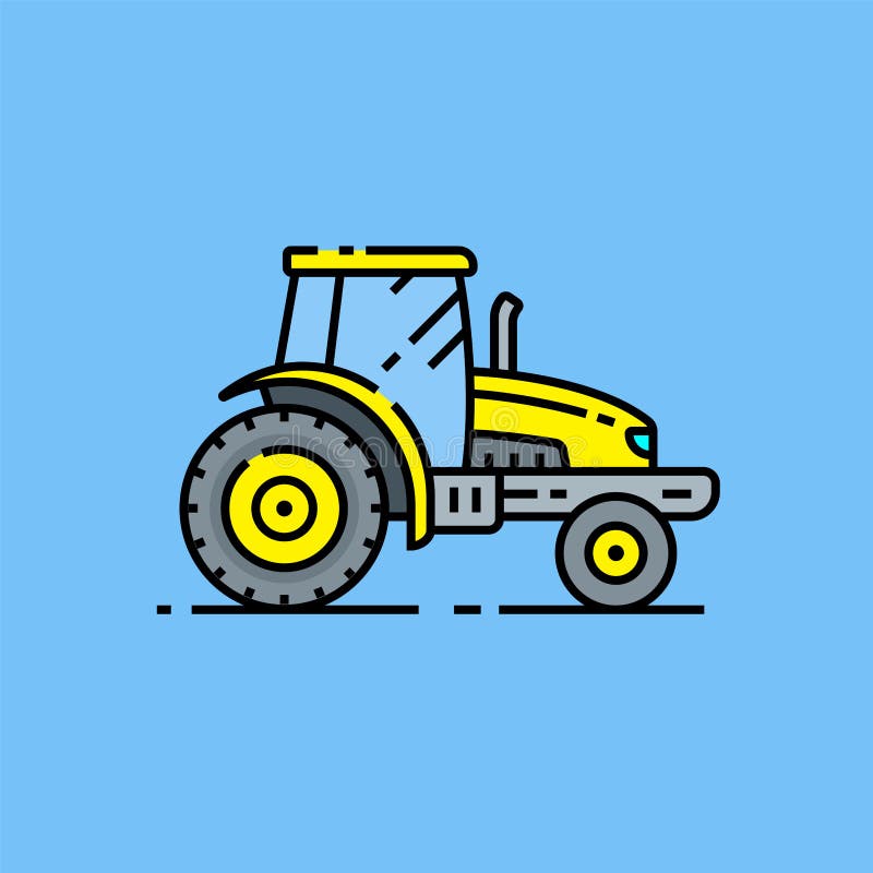 Yellow Tractor With Large Wheels Side View Heavy Machinery Farm Equipment  Modern Agricultural Vehicle Flat Vector Icon Stock Illustration - Download  Image Now - iStock