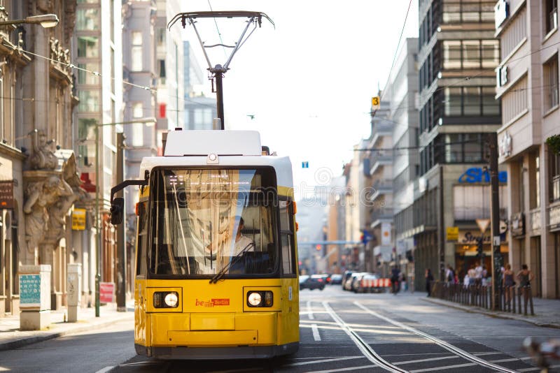 Yellow Tram in Berlin Mitte, Germany. Tramway Public Transport Editorial Stock Photo - Image of mitte, public: 73610413
