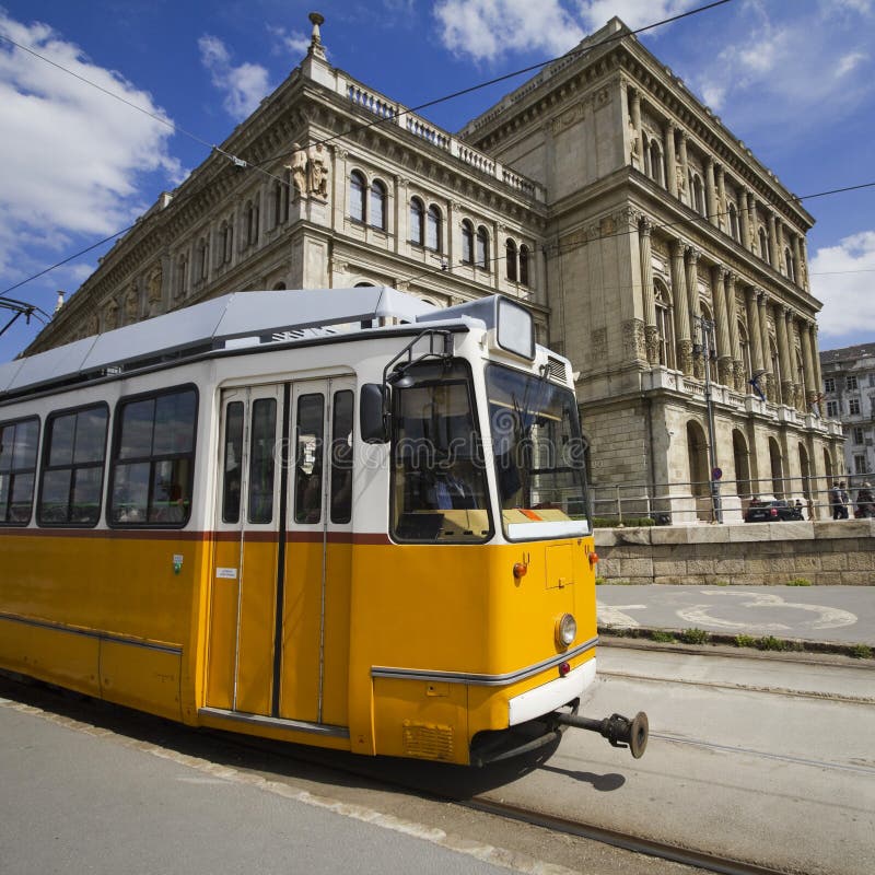 Yellow tram in budapest