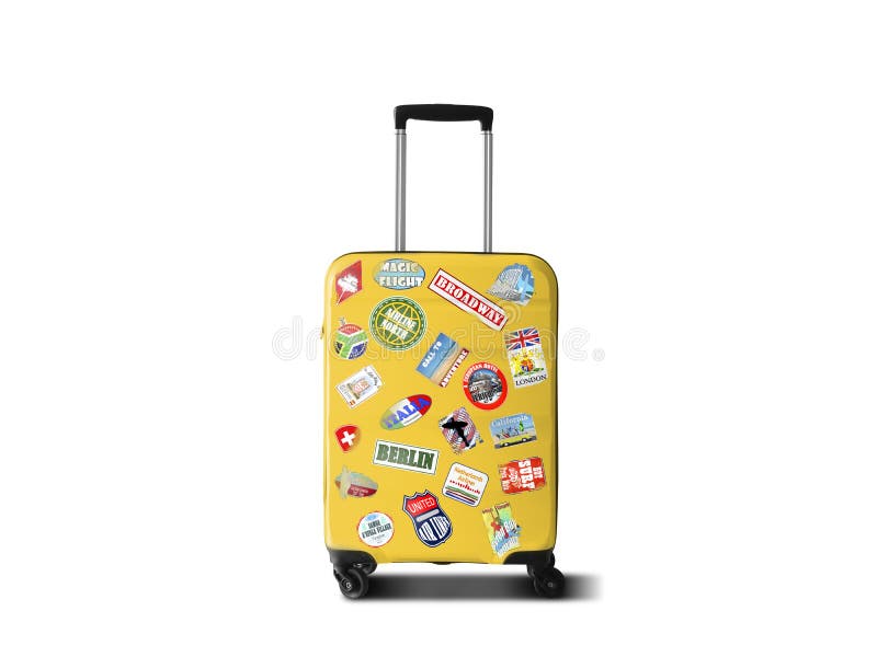 Yellow Travel Bag with World Landmark Stock Photo Image of vacation