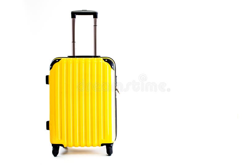 Yellow travel suitcase stock photo. Image of flight 135856382