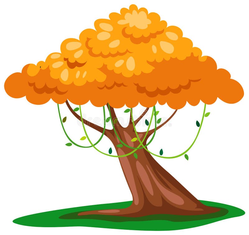 Art Tree With Yellow Stickers For Your Design Stock Vector