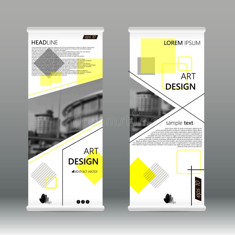 Yellow triangle abstract Business Roll Up Banner flat design template. Abstract Geometric banner template Vector illustration set. vector illustration Yellow triangle abstract Business Roll Up Banner flat design template. Abstract Geometric banner template Vector illustration set. vector illustration