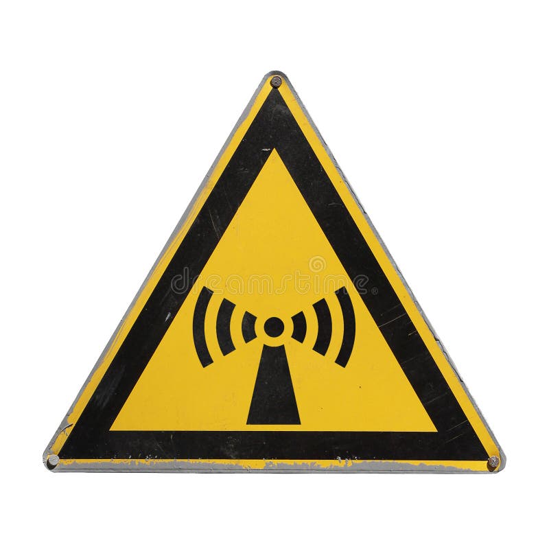 Yellow triangle. Attention electromagnetic radiation. Radiation hazard. Attention electromagnetic radiation. Radiation hazard. Yellow triangle. Sign for collage stock photos Yellow triangle. Attention electromagnetic radiation. Radiation hazard. Attention electromagnetic radiation. Radiation hazard. Yellow triangle. Sign for collage stock photos