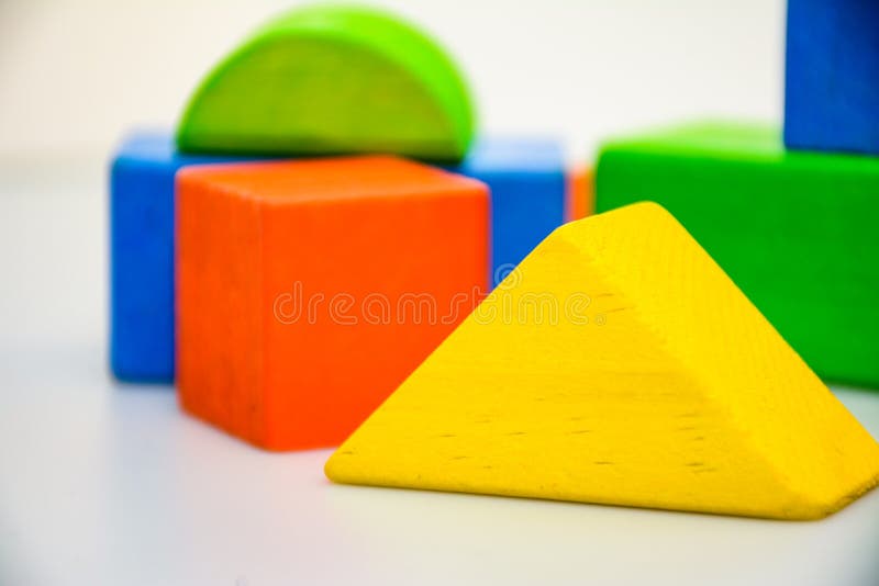 Yellow Triangle Building Block Closeup Stock Photo Image of concept
