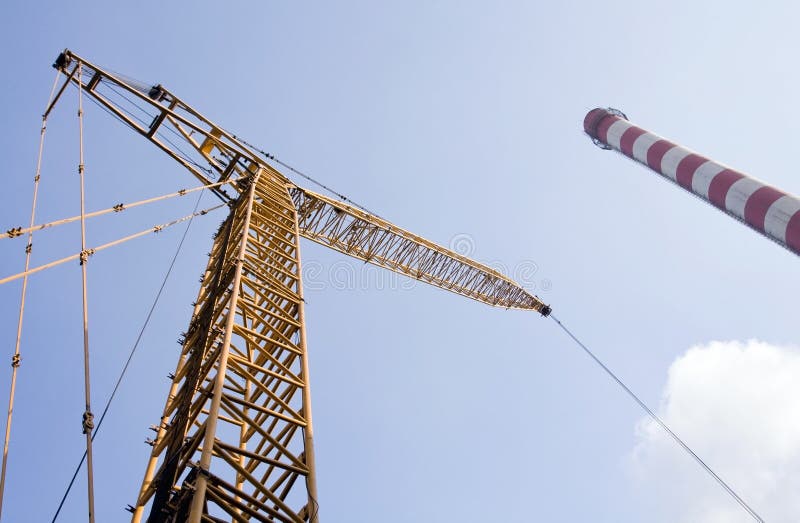 Yellow truck crane stock photo. Image of frame, lift 13327636