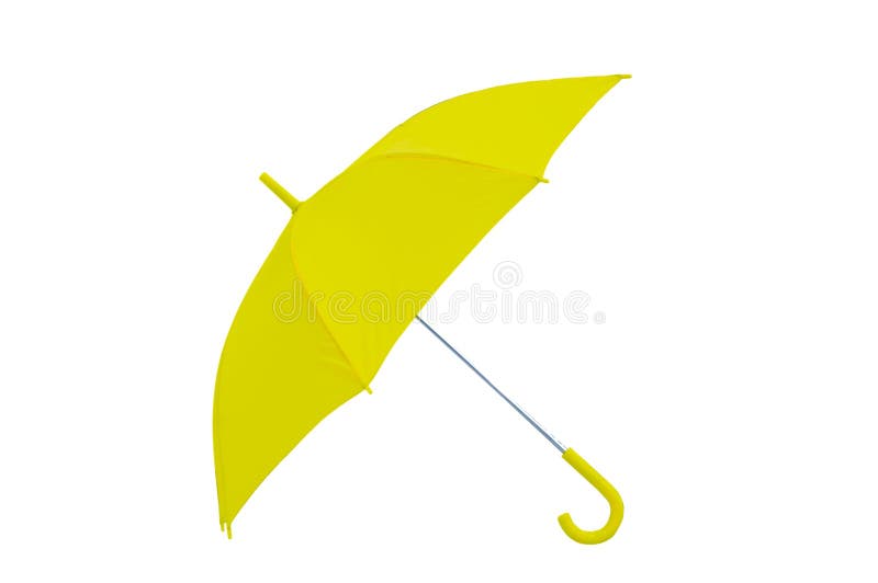 Yellow Umbrella with Handle, Open. Stock Photo Image of weather