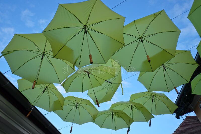 Yellow Umbrellas on the Street Stock Photo Image of province, hand