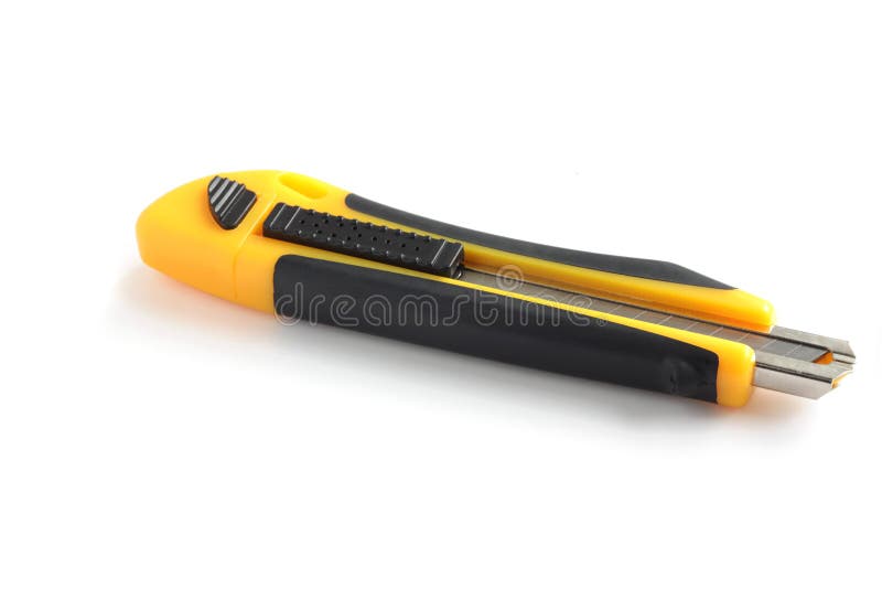 Yellow utility Knife stock image. Image of path, utility 43665043