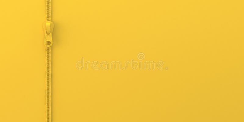 Yellow vertical zipper 3D vector illustration