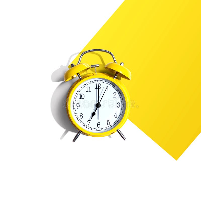 Yellow Vintage Alarm Clock with Shadow Stock Image Image of reminder