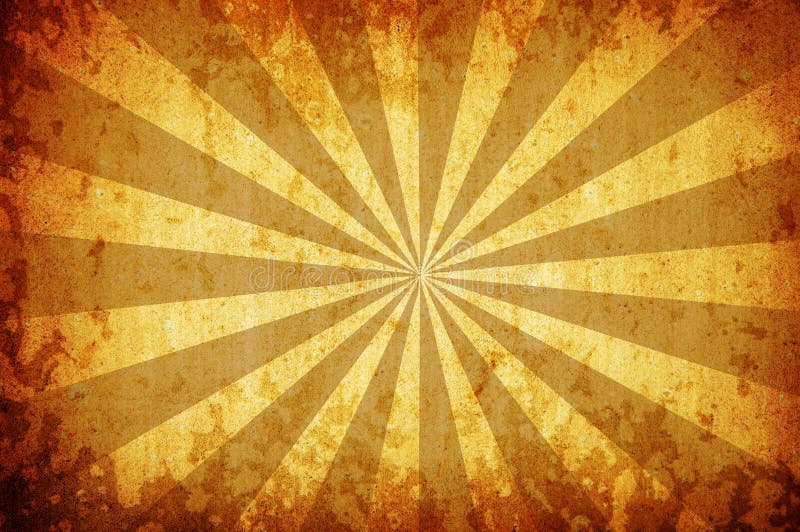 Yellow vintage grunge background with sun rays