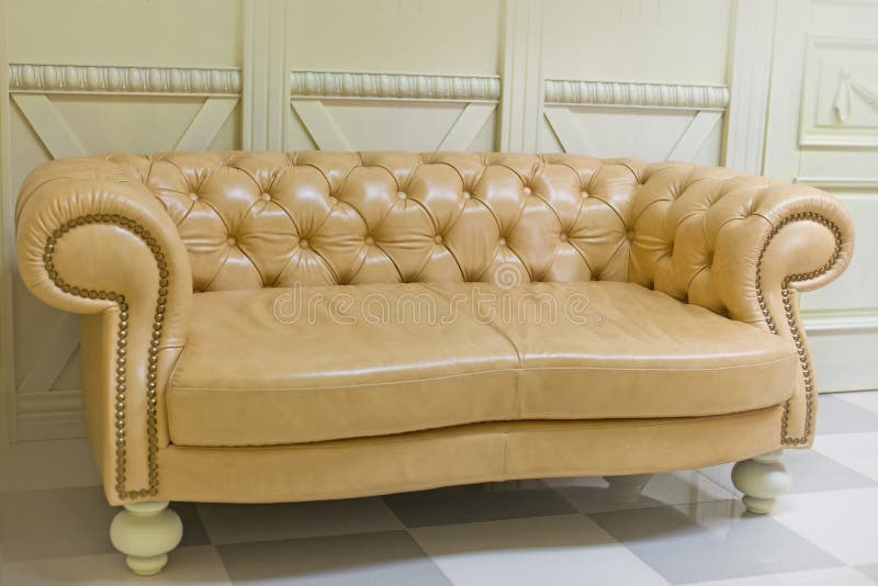 Yellow Vintage Sofa on White Wall Stock Image Image of object, living 58213017