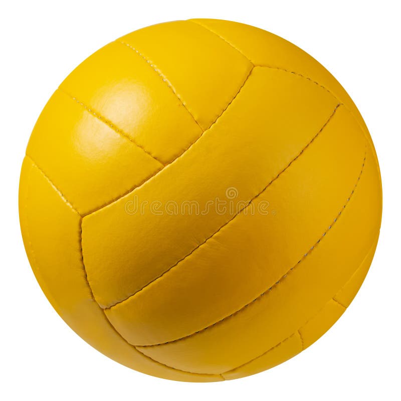Yellow Volleyball Ball on a White Background, Classic Design Stock