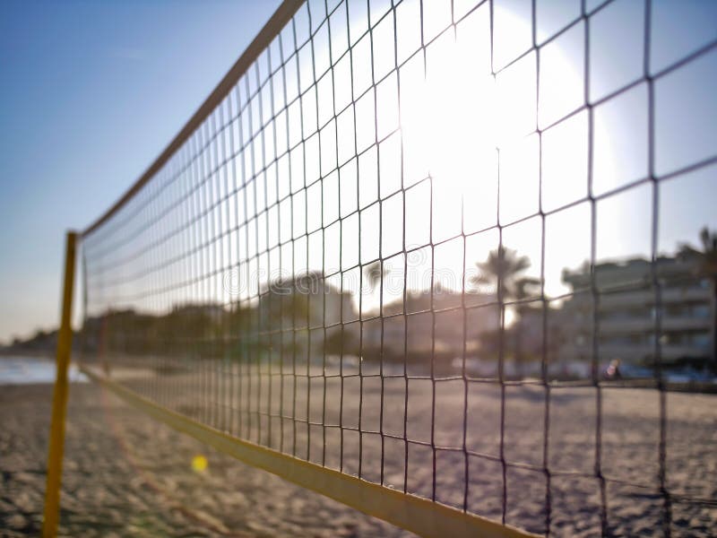 Yellow Volleyball Net at the Beach Stock Photo Image of active, german 135430962
