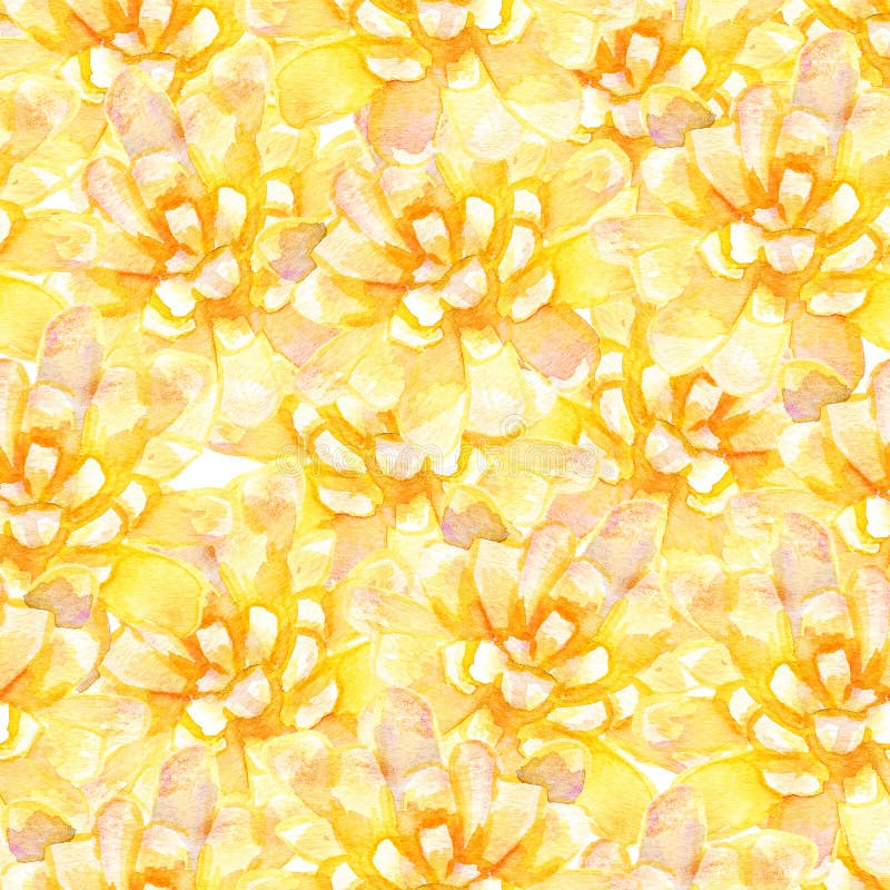 Yellow watercolor flowers seamless pattern. royalty free illustration