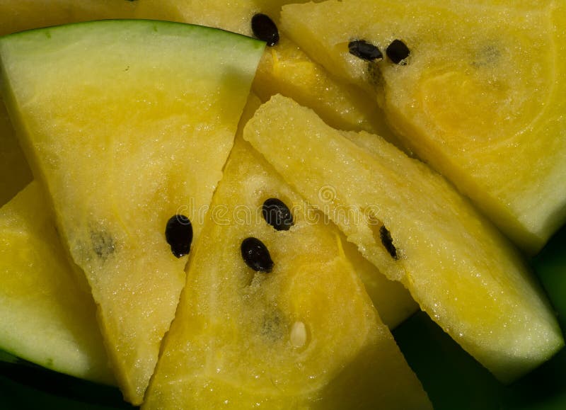 Yellow Watermelon with Slices and Wedges for Watermelon Diet Stock Photo Image of seeds, pulp