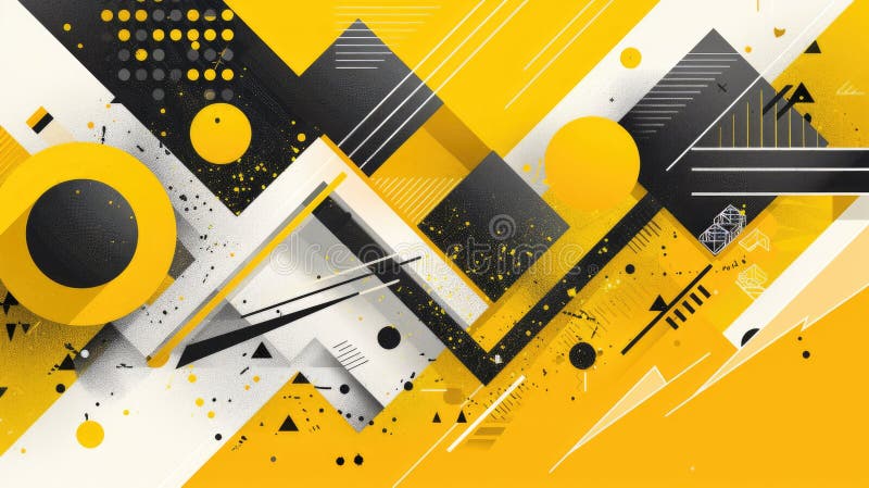 A yellow and white background with black and grey geometric shapes. AIG51A. Decagon stock images, royalty-free photos and pictures