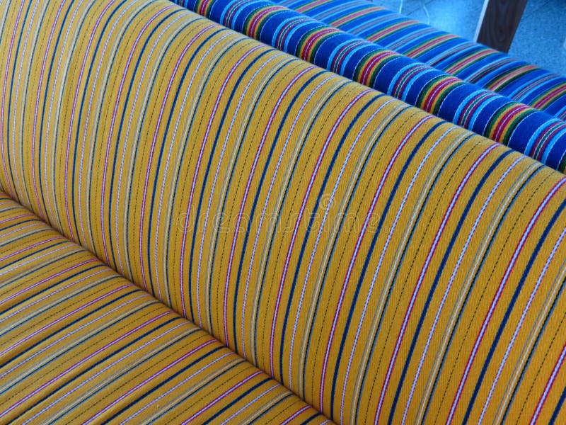 Blue and Yellow Striped Fabric Swatch Stock Photo Image of green