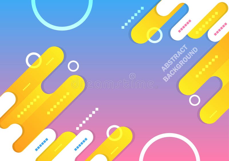 Yellow and white round rectangular on pink, and a blue abstract background. For cover book, web, presentation, and card stock illustration