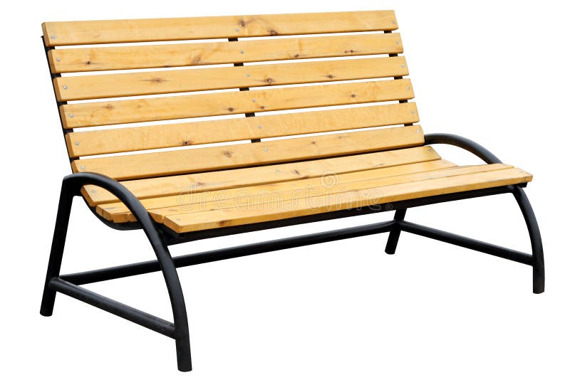 Yellow Wooden Bench Isolated on White Background. Stock Image Image