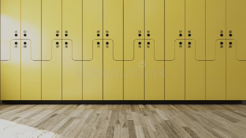 Student locker in modern empty classroom concept 3D rendering royalty free illustration
