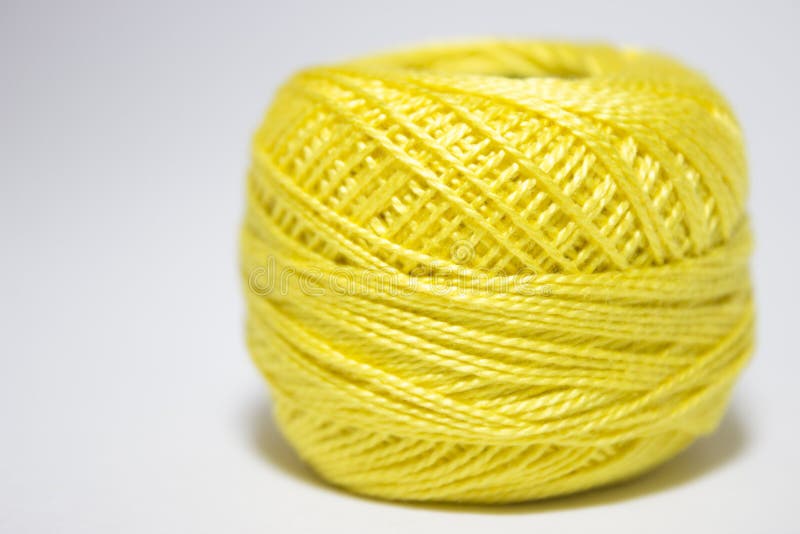 Yellow Yarn Ball Of Mohair Angora Wool For Knitting With Knitt Stock