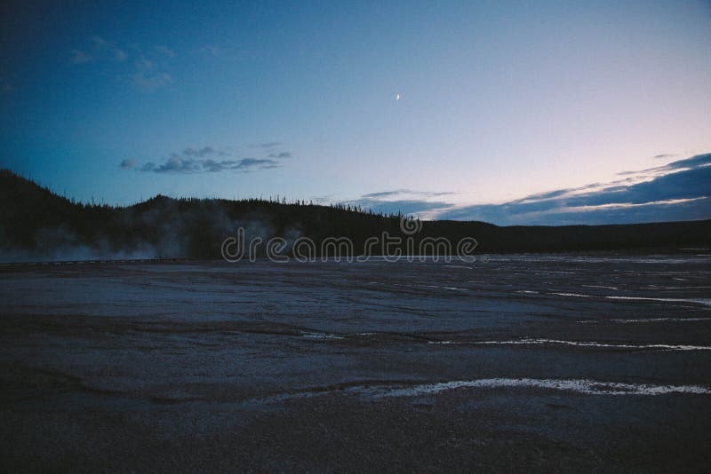 Yellowstone Midway Geyser Basin at Twilight royalty free stock image Yellowstone Midway Geyser Basin at Twilight royalty free stock image