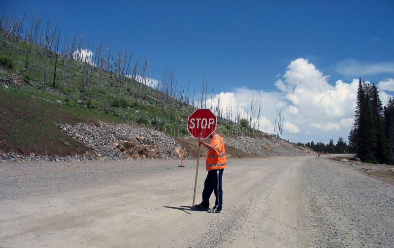 Yellowstone road works royalty free stock photography
