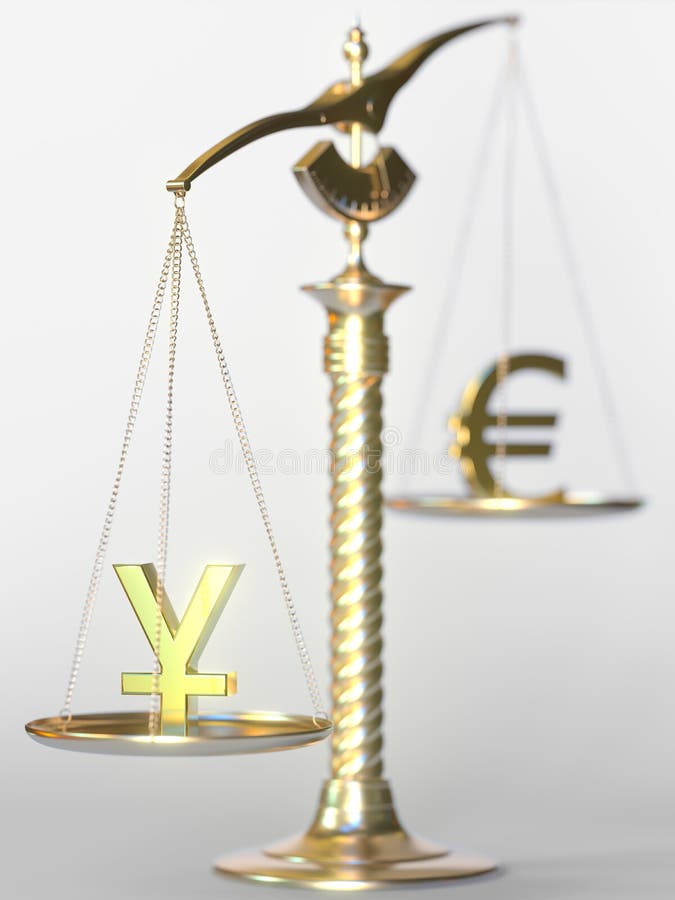 Yen Jpy Pesa Mas Que Euro En Balanzas Concepto De Tendencia De Forex 3 ª Representacion Stock De Ilustracion Ilustracion De Yenes Equilibrio