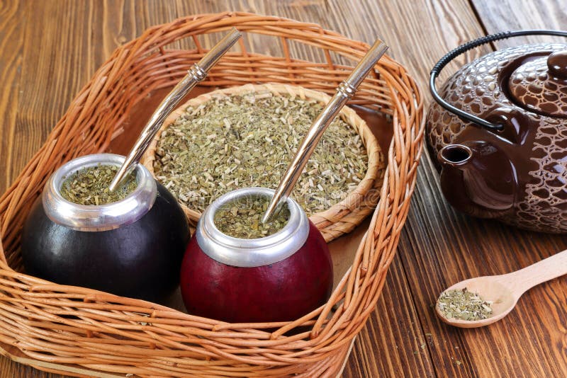 Yerba Mate In A Traditional Gourd And Bag Of Dry Herb Stock Image ...