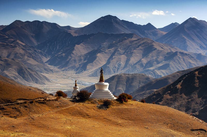 Yerpa Valley below a chorten , Lhasa  , Tibet