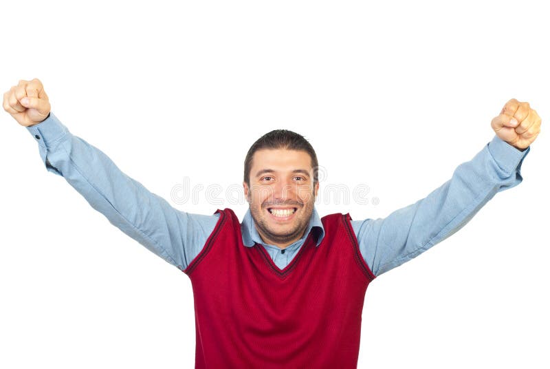 Yes!I Did it!Excited Man with Arms Up Stock Photo Image of excitement