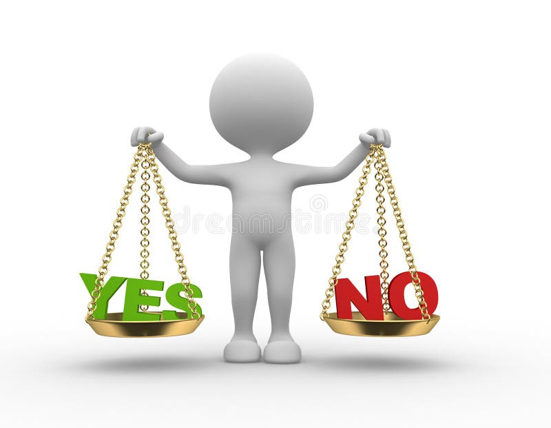 Weight scales and people weighing yes and no Stock Vector by