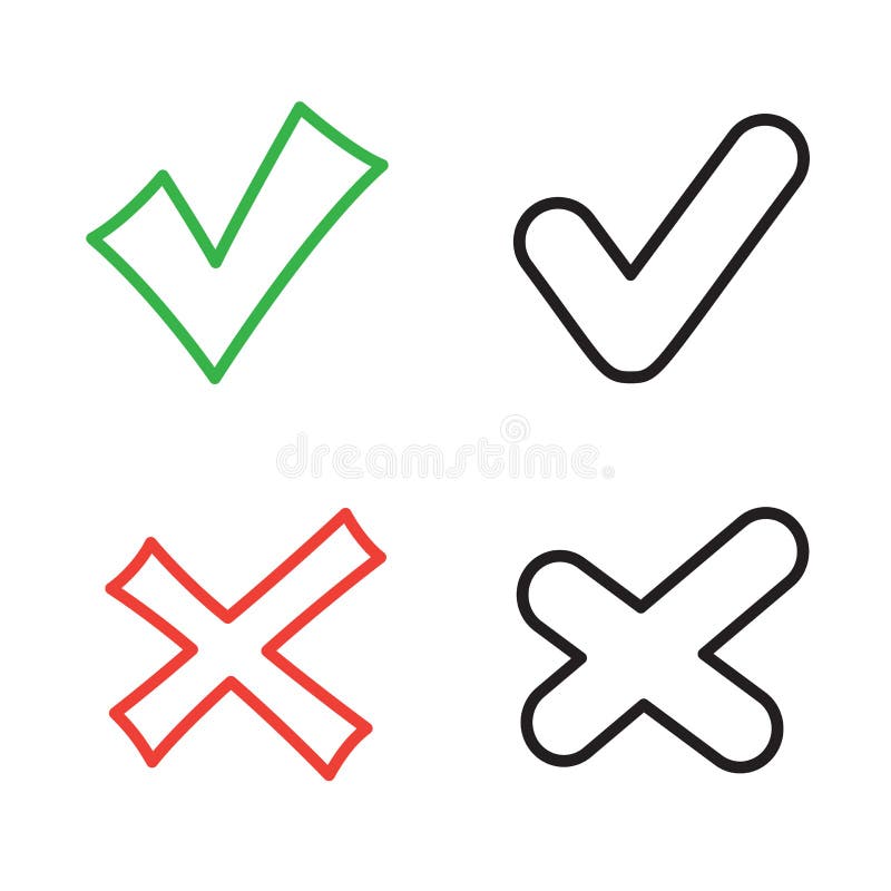 Check mark and cross sign line outline icon Vector Image
