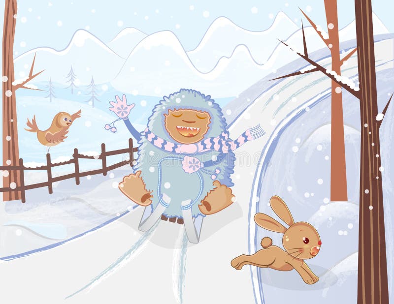 Yeti Sledding και ένα φοβησμένο λαγουδάκι Yeti Sledding και ένα φοβησμένο λαγουδάκι