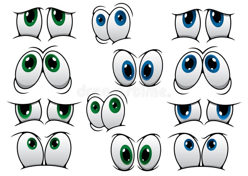 Yeux bleus et verts de bande dessinée illustration stock Yeux bleus et verts de bande dessinée illustration stock