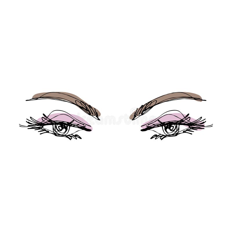Yeux et logo de yelashes Art tiré par la main stylisé illustration stock Yeux et logo de yelashes Art tiré par la main stylisé illustration stock
