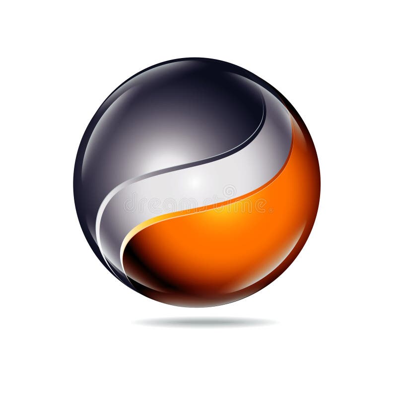 Abstract Yin and Yang blank and orange color icon. Abstract Yin and Yang blank and orange color icon