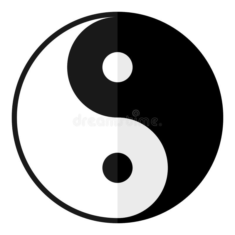 Yin i Yang Płaski symbol Odizolowywający na bielu ilustracja wektor