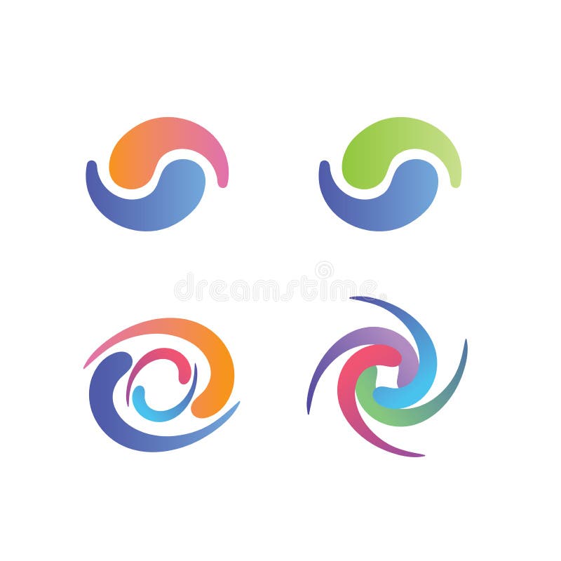 Yin and Yang Symbols, w swirly decorative graphics in pastel colors. Yin and Yang Symbols, w swirly decorative graphics in pastel colors