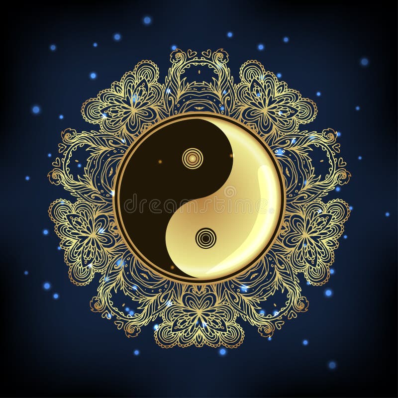 Yin and yang Tao mandala symbol. Round Ornament Pattern. Vector illustration. Paisley background. Vintage decorative oriental symbol of harmony, balance. Tattoo, yoga, spirituality, textiles. Yin and yang Tao mandala symbol. Round Ornament Pattern. Vector illustration. Paisley background. Vintage decorative oriental symbol of harmony, balance. Tattoo, yoga, spirituality, textiles.