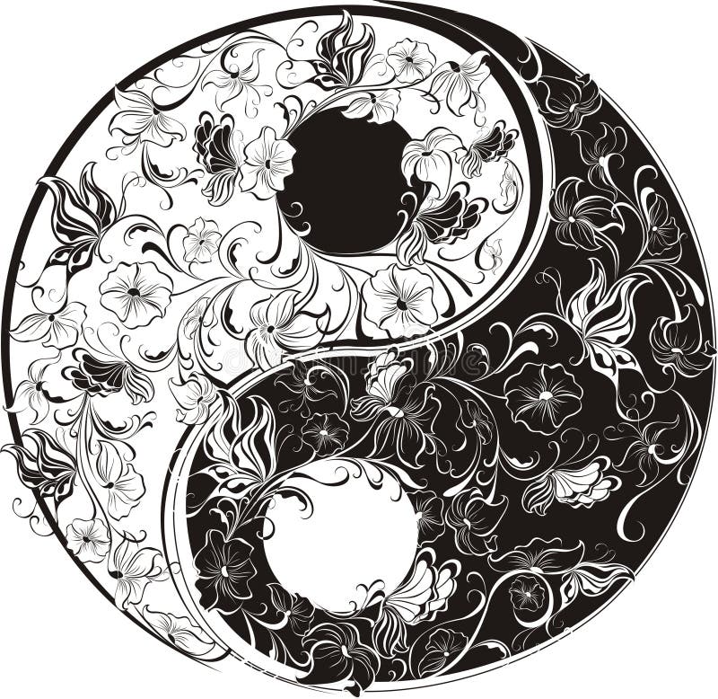 Yin kwiecisty symbol Yang ilustracji