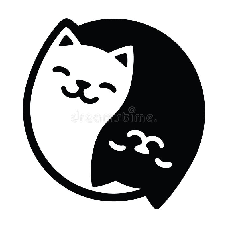 Yin Yang Black and White Cats Stock Vector Illustration of animal