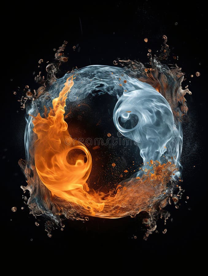 Yin yang concept de tao symbole d'air génératif feu et eau yin yang illustration libre de droits