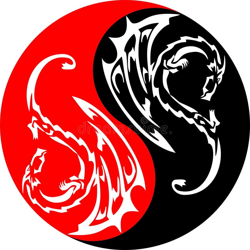 Dragon The Yin Yang, Symbol Of Harmony And Balance Stock Vector ...