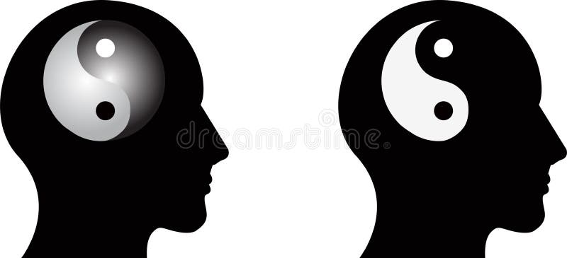 Yin Yang i ludzka głowa ilustracji
