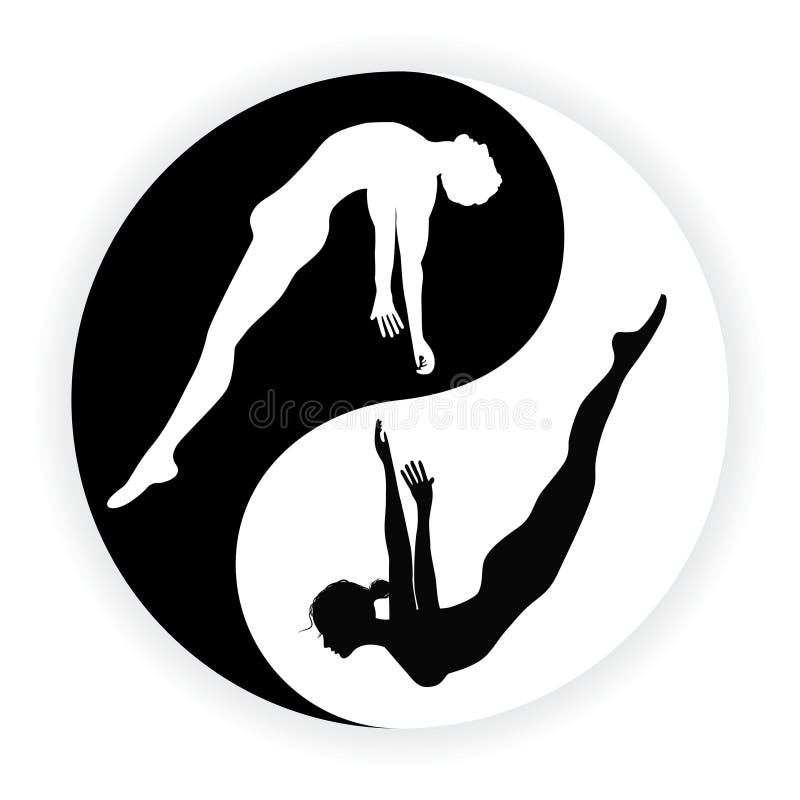 Yin Yang kobiety i samiec symbol pojęcie wektoru ilustracja ilustracji