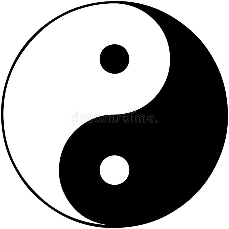 Yin Yang odizolowywający w bielu ilustracja wektor