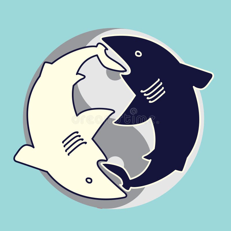 Two sharks eating each other. Yin Yang concept. Two sharks eating each other. Yin Yang concept